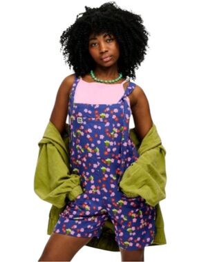 NWT Lucy & Yak Original Dungaree Shorts Blue Size US12 US8
